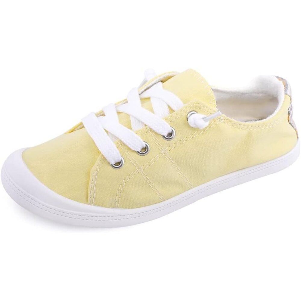 Women's Yellow Classic Canvas Fashion Comfort Slip On Walking Sneakers Shoes